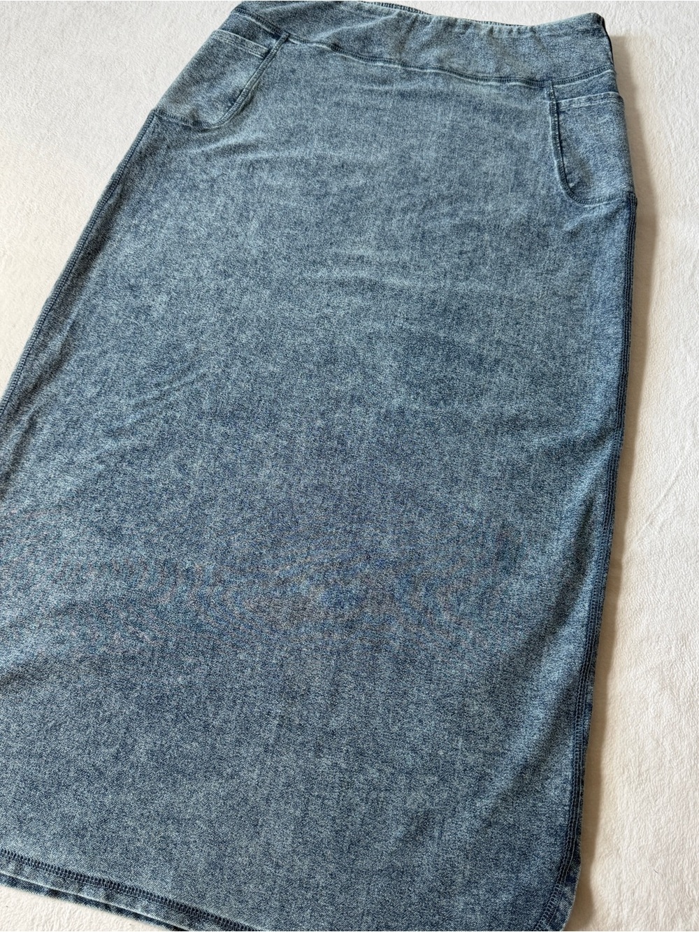 Snoga Acid Washed Blue Stretch Denim Long Column Jean Skirt size Medium Cottage - Picture 9 of 16